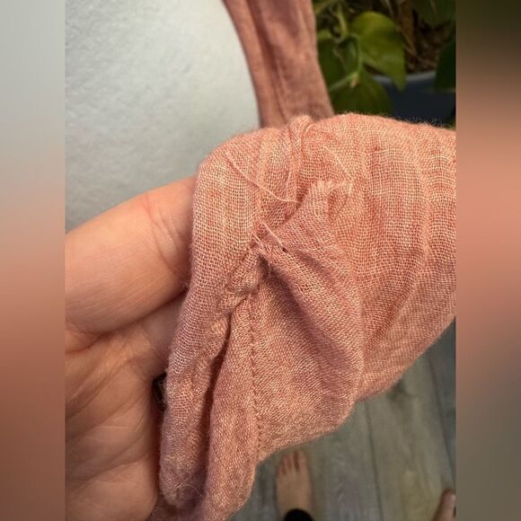 Salmon Front Tie Semi Sheer Jupee Shirt Size L - Picture 4 of 9